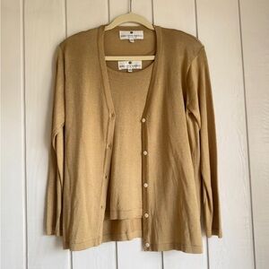 Vintage Saks Fifth Avenue Gold Tank & Cardigan Set